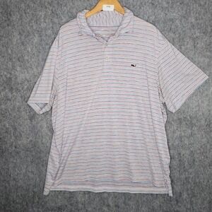 Vineyard Vines Mens 2XB On The Go Sankaty Polo Shirt Striped Whale Logo‎ Read